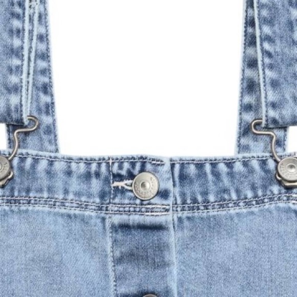 H&M Denim Overall Button Pinafore Dress in Light Wash Size 34/US 4 XS - Picture 6 of 14